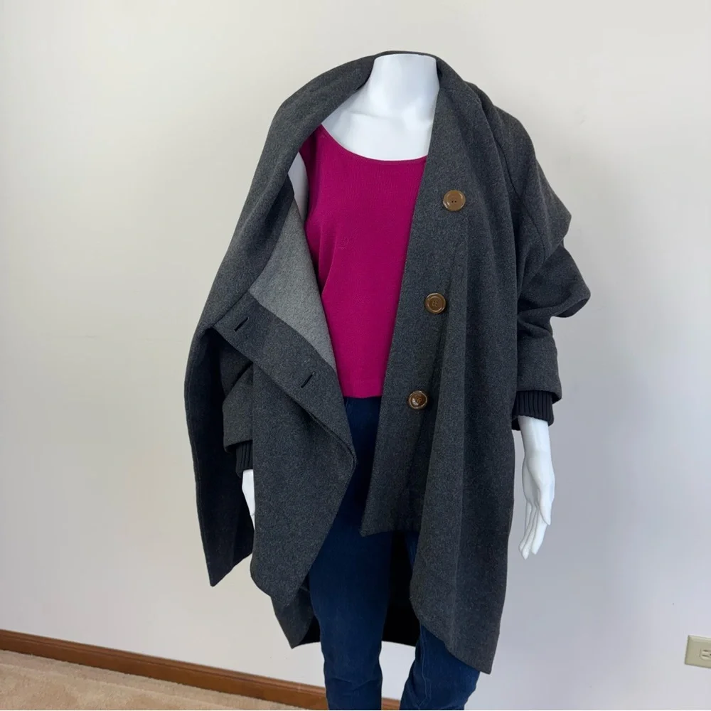 Vivienne Westwood Red Label Asymmetric Draped Wool Scarf Coat Gray Sz M - Picture 4 of 16